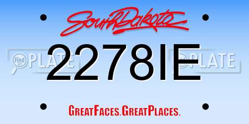 2278IE South Dakota License Plate