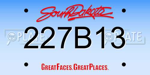 227B13 South Dakota License Plate