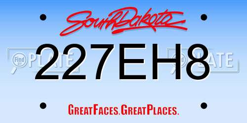 227EH8 South Dakota License Plate