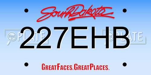 227EHB South Dakota License Plate