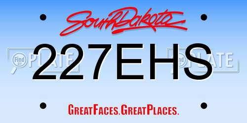 227EHS South Dakota License Plate