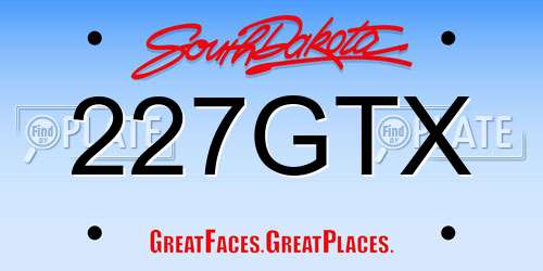 227GTX South Dakota License Plate