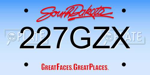 227GZX South Dakota License Plate