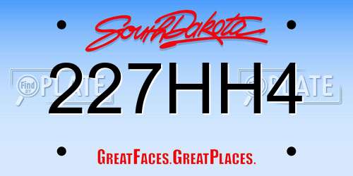 227HH4 South Dakota License Plate
