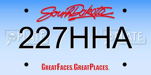 227HHA South Dakota License Plate