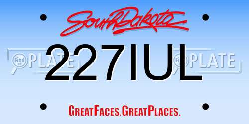 227IUL South Dakota License Plate