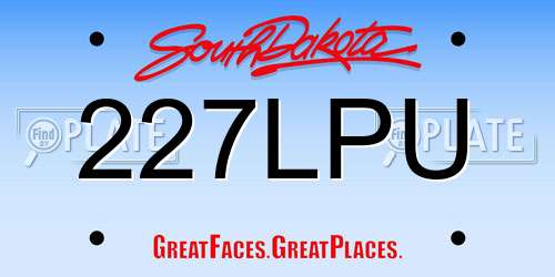 227LPU South Dakota License Plate