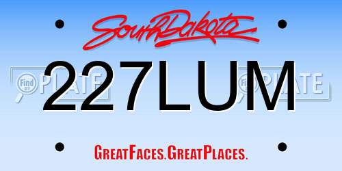 227LUM South Dakota License Plate