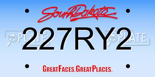 227RY2 South Dakota License Plate