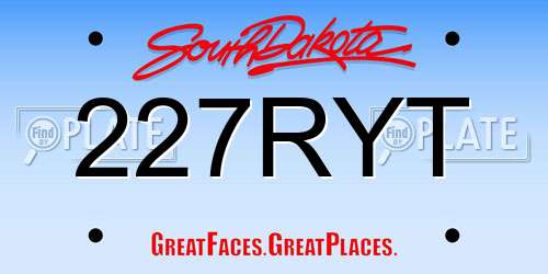 227RYT South Dakota License Plate
