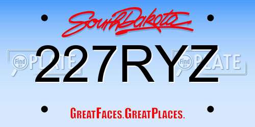 227RYZ South Dakota License Plate