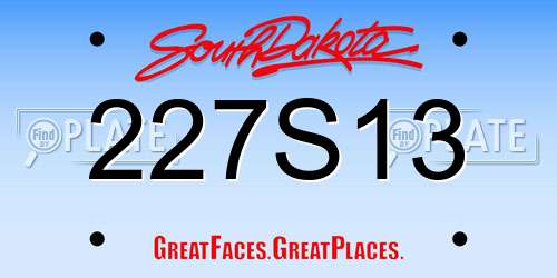 227S13 South Dakota License Plate