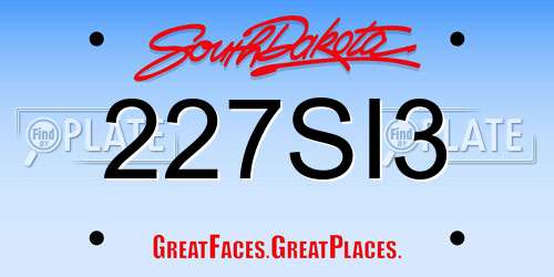 227SI3 South Dakota License Plate
