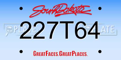 227T64 South Dakota License Plate