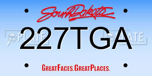 227TGA South Dakota License Plate