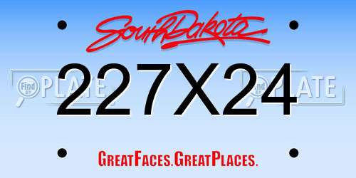 227X24 South Dakota License Plate
