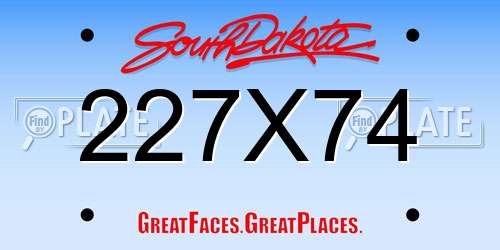 227X74 South Dakota License Plate