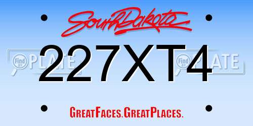 227XT4 South Dakota License Plate