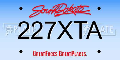 227XTA South Dakota License Plate