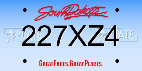 227XZ4 South Dakota License Plate