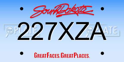 227XZA South Dakota License Plate