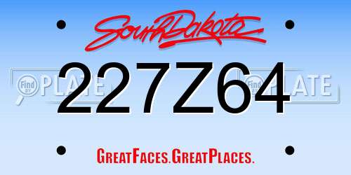 227Z64 South Dakota License Plate