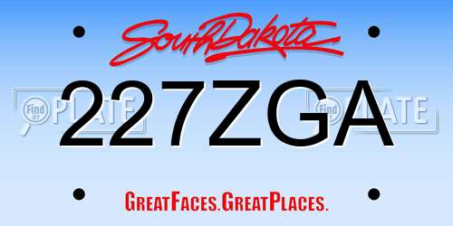 227ZGA South Dakota License Plate