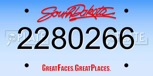 2280266 South Dakota License Plate