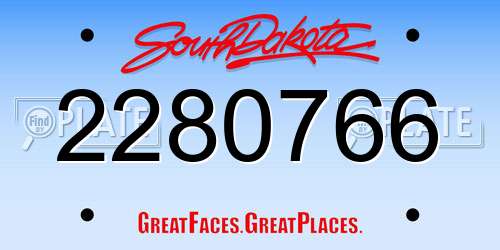 2280766 South Dakota License Plate