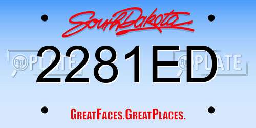 2281ED South Dakota License Plate
