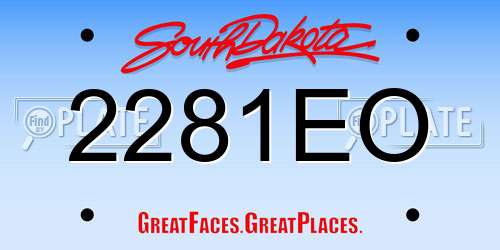 2281EO South Dakota License Plate