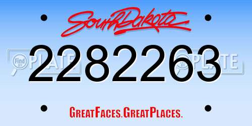 2282263 South Dakota License Plate