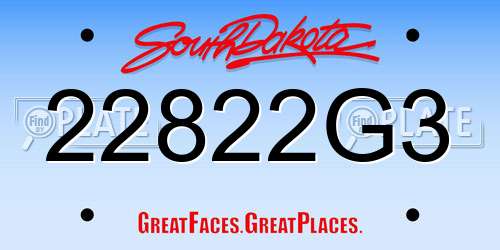 22822G3 South Dakota License Plate