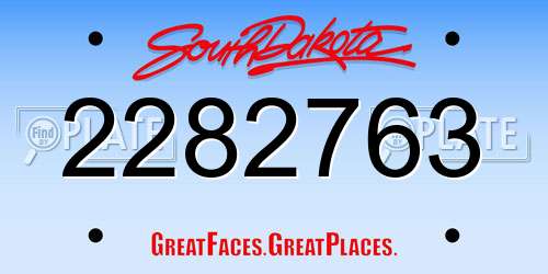 2282763 South Dakota License Plate