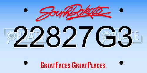 22827G3 South Dakota License Plate