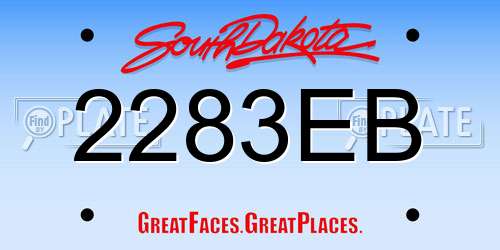2283EB South Dakota License Plate