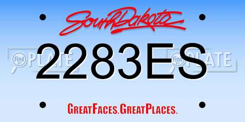 2283ES South Dakota License Plate