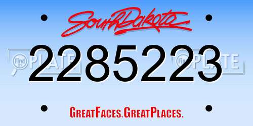 2285223 South Dakota License Plate