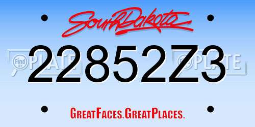 22852Z3 South Dakota License Plate