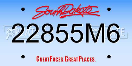 22855M6 South Dakota License Plate