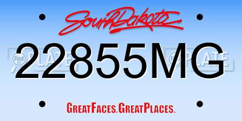 22855MG South Dakota License Plate