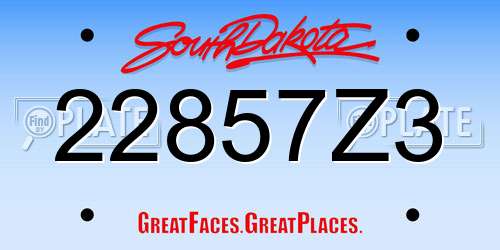 22857Z3 South Dakota License Plate