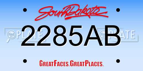 2285AB South Dakota License Plate