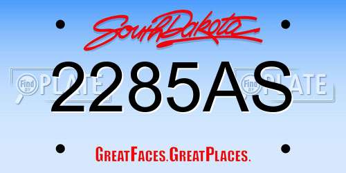 2285AS South Dakota License Plate