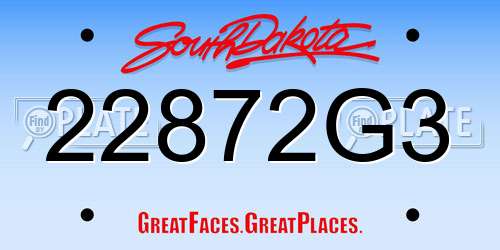 22872G3 South Dakota License Plate