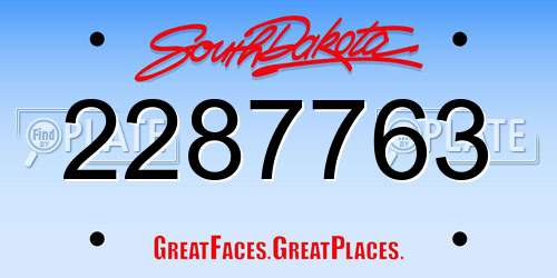 2287763 South Dakota License Plate