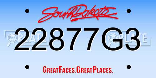 22877G3 South Dakota License Plate
