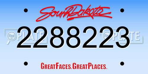 2288223 South Dakota License Plate