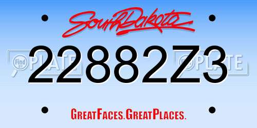 22882Z3 South Dakota License Plate