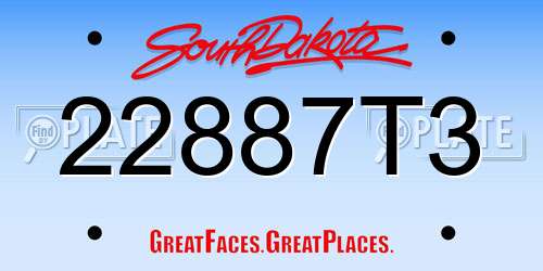 22887T3 South Dakota License Plate